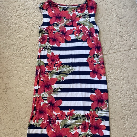 Chico’s Tropical Striped Sleeveless Dress size 0 = size 4 (fits a 6 nicely) - Picture 3 of 8